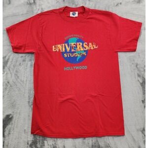 Vintage 90s Universal Studios Tee Mens L Red Crew Neck Hollywood Escape Reality‎